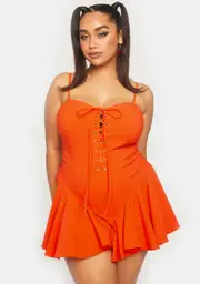 Tangerine My Truthful Thoughts Flared Dress