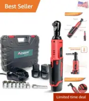 Cordless Electric Ratchet Wrench Set, 3/8" 12V Power Ratchet Tool Kit With 2 ...