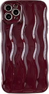 Caseative for iPhone 11 Pro Max Case,Water Ripple Pattern Curly Wave Frame Soft Compatible with iPhone Case (Wine Red,iPhone 11 Pro Max)