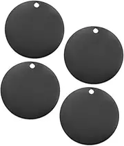 Angoily 4 Pcs Stainless Steel Pet Id Tags Durable Blank Engraving Discs for Dog Keychains Round Label Blanks for Jewelry Making and Crafting