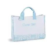 NWT Mud Pie Aqua Blue Flower Girl Wedding Canvas Tote Gift Bag