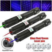 Red/Green/Blue LED Burning Laser Pointer Visible Beam Dot Light USB Torch