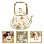 Pear-shaped Enamel Teapot Floral Enameled Tea Jug New Coffee Pot