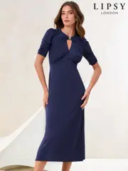 Lipsy Navy Blue Jersey Keyhole Underbust Midi Dress (AW7788) | $127