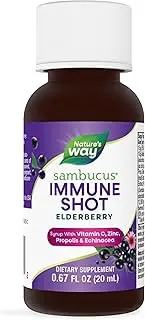 Nature's Way Sambucus Elderberry Single Shot Immune Syrup, 12 x 20ml Bottles