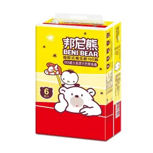 【BeniBear邦尼熊】抽取式衛生紙100抽6包10袋/箱