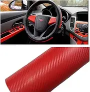 3D Carbon Fiber Vinyl Car DIY Wrap Sheet Roll Film Sticker Decal - Red Color 127X30cm 50X11.8