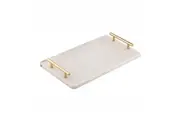 Tempa 40cm Emerson Marble Handled Rectangle Food Serving Tray Board Plate White