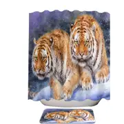 Cool Wildlife Animal Art Tigers in Snow Storm Shower Curtain