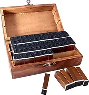 70pcs Multipurpose Number Alphabet Letter Wood Rubber Stamp Letter Wood Rubber Stamps Set with Vintage Wooden Box for Teaching and Play
