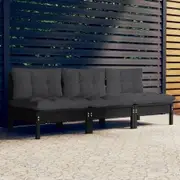 3-Seater Garden Sofa with Anthracite Cushions Solid Pinewood