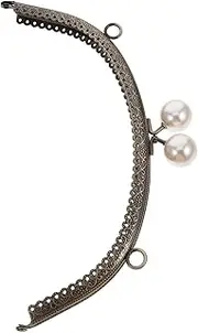 ORFOFE 20.5cm Grain Curved Handbag Iron Purse Frame Coin Bag Pearl Lock Purse Making Accessory