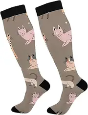 [GAIREG] Cute Cats on Brown Sport Compression Sock Compression Socks Cycling
