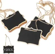 Mini Wooden Chalkboard Signs - 12 Pack Small Hanging Blackboard Labels for Party
