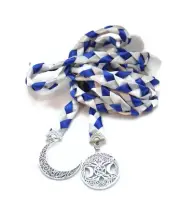 Cobalt Silver Triple Moon Goddess Wedding Handfasting Cord