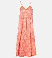 [Juliet Dunn] Juliet Dunn Floral scalloped cotton slip dress UK 14 red