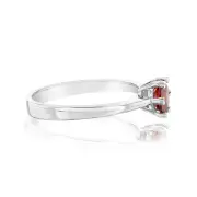 Sterling Silver Garnet Coloured Cubic Zirconia 6 Claw Ring, M