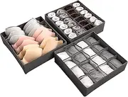 Bra Underwear Drawer Organiser Set of 3 Flodable Drawer Organiser Collapsible Closet Divider for Socks Neck Ties Scarves Wardrobe Clothes Organiser