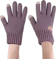[Feelorna] Womens Winter Gloves, Ladies Fashion Touch Screen Gloves, Cute Heart Pattern Thermal Gloves, Soft Warm Elastic Knitted Gloves for Working Outdoor Running Cycling Sports