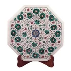 15” Decorative Marble Table Top – Side/End Use, Pietra Dura Gemstone Inlay Table