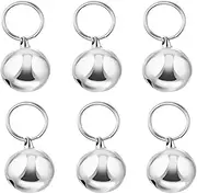 6 PCs Dog Collar Bells, Cat Bells & Dog Collar with Keyrings Training Pet Pendant,Pet Cat and Dog Pendant Accessories (Silver 16MM)