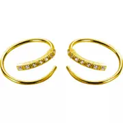 ANYCO Fashion Earrings Gold 925 Sterling Simple Spiral Wave Zircon Unique Stud for Women Chic Ear Clip Nose Piercing Jewelry