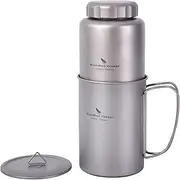 Boundless Voyage Titanium 1050ml Water Bottle with Nesting 600ml Cup Mug Lightweight Portable Drinkware for Outdoor Camping Hiking Backpacking (Bottle+Cup Set)