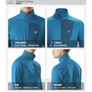 【ARCTERYX 始祖鳥】男 款 立領拉鍊彈性保暖長袖排汗衣 Rho LT 登山健行中層衣 T恤_黑_27589