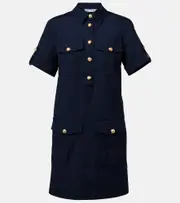 [Veronica Beard] Veronica Beard Lucca embellished linen shirt dress AU 10 blue