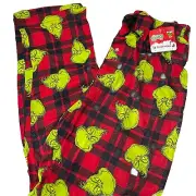 M Grinch Lumberjack Red Buffalo Plaid Holiday Drawstring Lounge Pants MEDIUM NWT
