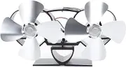 Stove Fan Heat Powered Aluminum Alloy 4 Blades Dual Head Fireplace Fan for Replacement Efficient Heating Circulation for Wood Stove Fireplace 1120g (Silver)