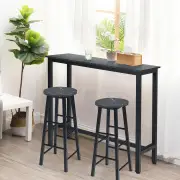 CostwaySet of 2 Faux Marble Bar Stools with Footrest and Anti-slip Foot Pad-Black