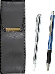 Eco Leather Pen Case BR-701S-WZ2067BP-L Metal Indicator Stick and Metal & Pitch Grip Ballpoint Pen Set, Blue