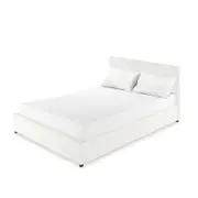 Renata Bouclé Gas Lift Bed Frame - Cream White