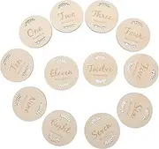 ibasenice Monthly Milestone Discs 1 Set Baby Milestone Cards Wood Photo Cards for Pregnancy Journey