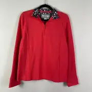 Orvis Pullover Sweatshirt Womens Small Red Floral Details