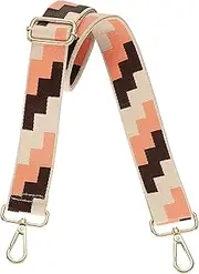 [uxcell] Purse Straps Replacement Crossbody, 1.5 Inch Wide Shoulder Bag Strap Adjustable Canvas Straps for Handbag Wallet Clutch Bags with Light Gold Buckle, Khaki Blocks