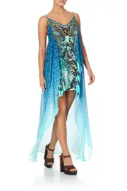FLARED MINI WITH SHEER OVERLAY MARINE QUEEN