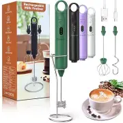 Rechargeable Milk Frother Handheld for Coffee Portable Electric Egg Whisk wit...