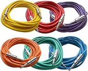 SEISMIC AUDIO - SATRX-25BGORYP - Pack of Six (6) 25 Foot Colored 1/4" TRS Patch Cable - Balanced Cord - Effects
