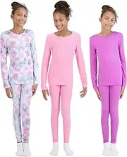 [Arctic Layerz] Girls Thermal Underwear Set for Kids and Toddler Base Layer Long Johns 6 Piece Long Sleeve Top and Leggings set