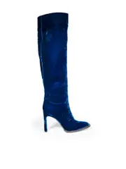 Blue Velvet Thigh High Boots