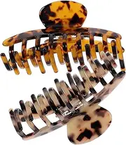 SAFIGLE 2Pcs Leopard Print Large Hair Claw Clips for Women Durable Hair Clamps for Thick Hair Stylish Jaw Hair Accessories for Daily Use Includes Patterns