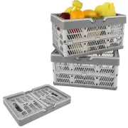 3 Pack 20L Collapsible Storage Crates with Handle, Plastic Stackable Shopping...