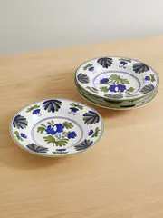[Cabana] Cabana - Blossom Set Of Four Painted Ceramic Soup Plates - Multi - One size One size Multi