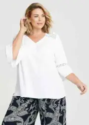 ts Taking Shape top Size 22 Natural Crochet Yoke Style NWT