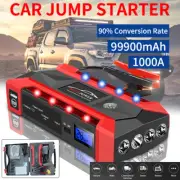 12V 99900mAh Portable Car Jump Starter Battery Power Bank Pack Booster Charger