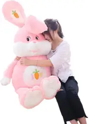 Giant Pink Rabbit Plush Toy Bunny Stuffed Animal Doll For Boys Birthday Gift Easter Day Toys (28inch)