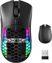 Wireless Mouse, Bluetooth Mouse 2400 DPI with 2 Side Buttons, Dual Modes 2.4G Wireless/5.2 Bluetooth, Ergonomic Design & Replaceable Shell, RGB Light Wireless Mouse for PC, Laptop, Gamer