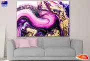 Pink Gold & Blue Abstract Design Wall Canvas Home Decor Australian Made Quality